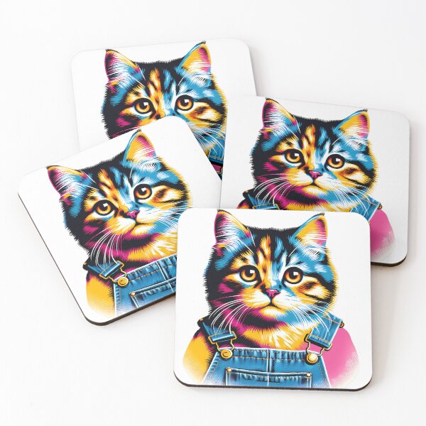 Item preview, Cat in denim overalls designed and sold by Miksugou.