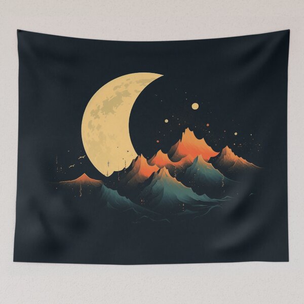 Item preview, Lunar Summit - Crescent Moon Over Peaks designed and sold by dungeonwarriors.