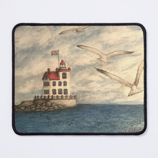 Item preview, Sunrise at Lorain Ohio Lighthouse with seagulls in flight designed and sold by OdomArt.
