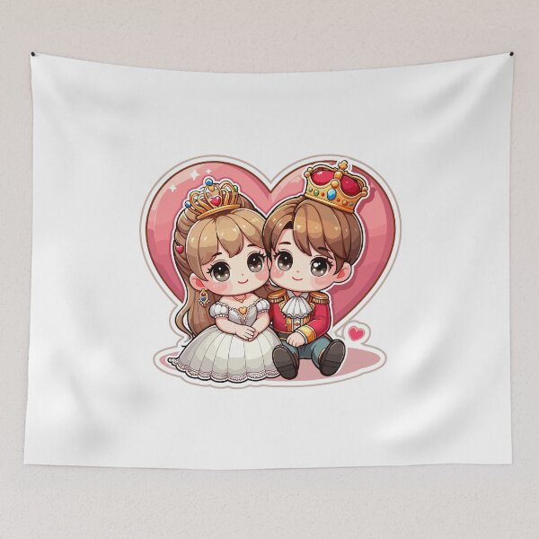 Item preview, Royal Heart Embrace: Young Prince and Princess Cuddle designed and sold by LittleSophia1.