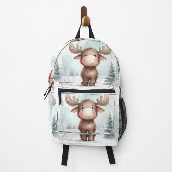 Item preview, Cute fluffy Moose with winter forest background designed and sold by FurryBliss.