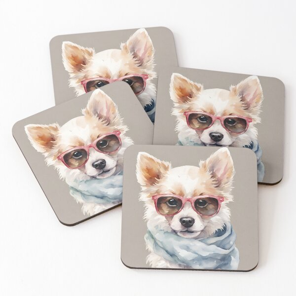 Item preview, Funny little dog with sunglasses and scarf in watercolor. designed and sold by kreativeadern.