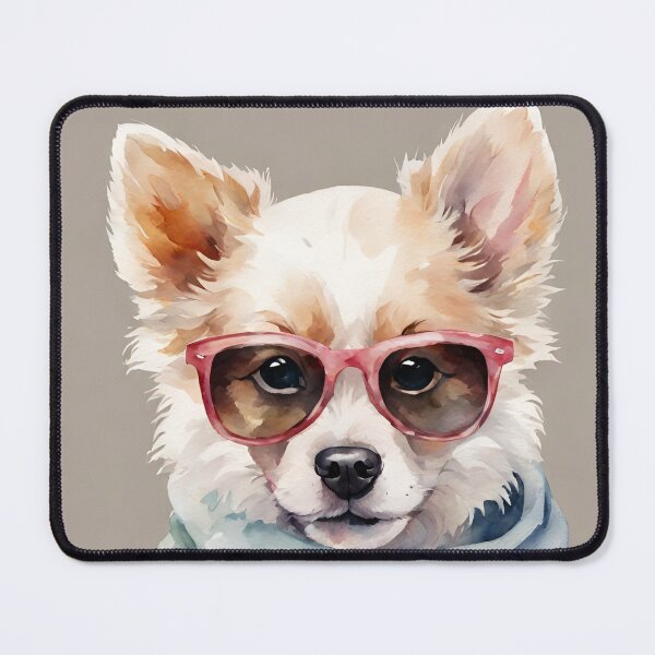 Item preview, Funny little dog with sunglasses and scarf in watercolor. designed and sold by kreativeadern.