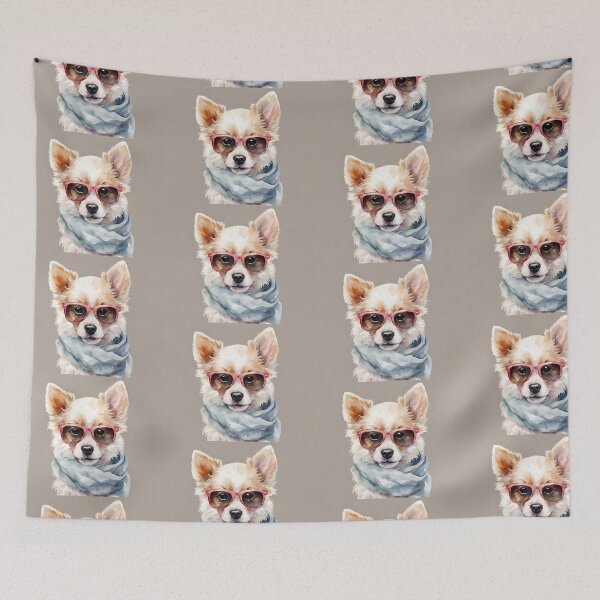 Item preview, Funny little dog with sunglasses and scarf in watercolor. designed and sold by kreativeadern.