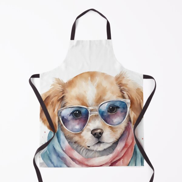 Item preview, Little dog with blue sunglasses and scarf in watercolor. designed and sold by kreativeadern.