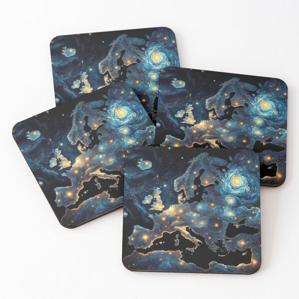 Item preview, Map of Europe, design in the style of Vincent van Gogh Starry Night designed and sold by CreativeSparkzz.