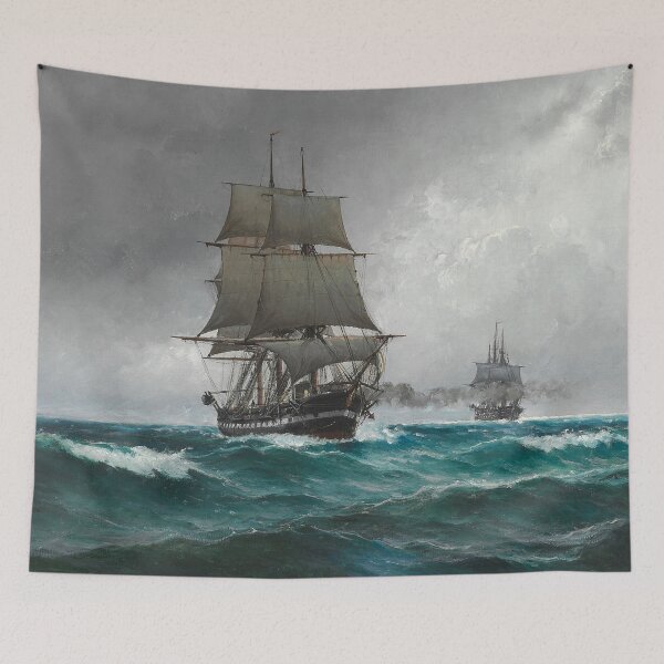 Item preview, Vintage Sailing in Rough Waters Painting (1876) designed and sold by BravuraMedia.