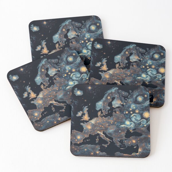 Item preview, Map of Europe, design in the style of Vincent van Gogh Starry Night designed and sold by CreativeSparkzz.