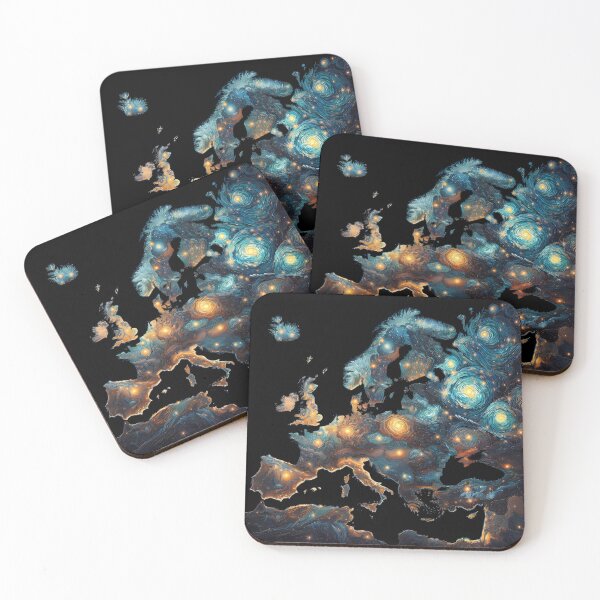 Item preview, Map of Europe, design in the style of Vincent van Gogh Starry Night designed and sold by CreativeSparkzz.
