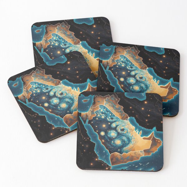 Item preview, Map of Saudi Arabia, design in the style of Vincent van Gogh Starry Night designed and sold by CreativeSparkzz.