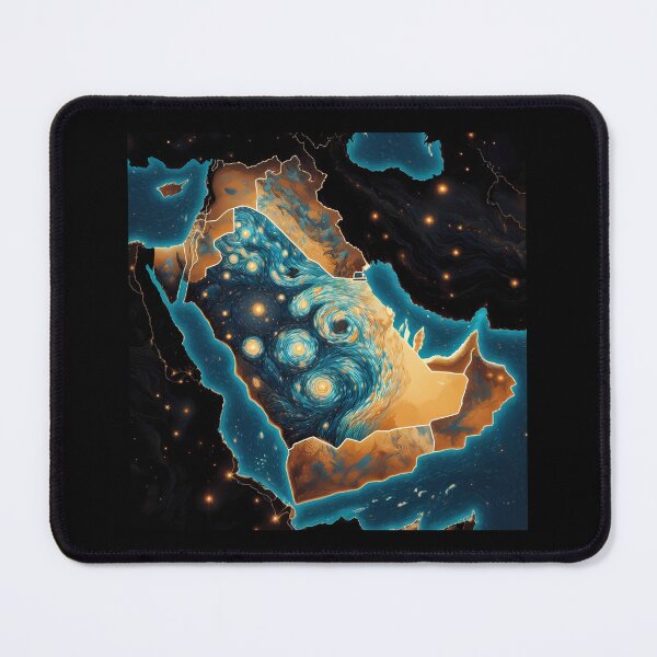 Item preview, Map of Saudi Arabia, design in the style of Vincent van Gogh Starry Night designed and sold by CreativeSparkzz.