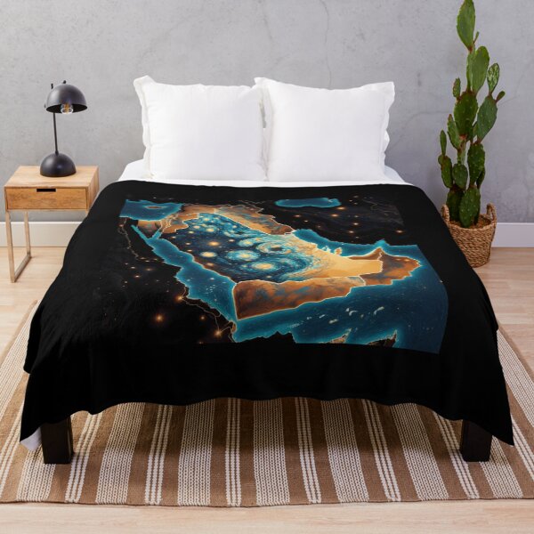 Item preview, Map of Saudi Arabia, design in the style of Vincent van Gogh Starry Night designed and sold by CreativeSparkzz.