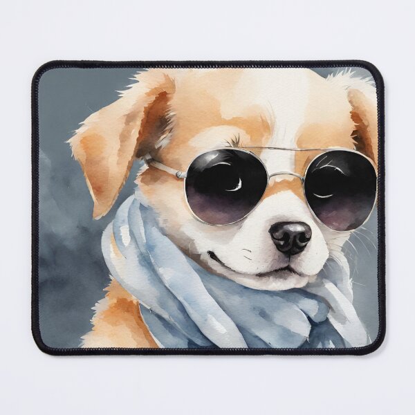 Item preview, Cool dog with sunglasses and scarf in watercolor. designed and sold by kreativeadern.
