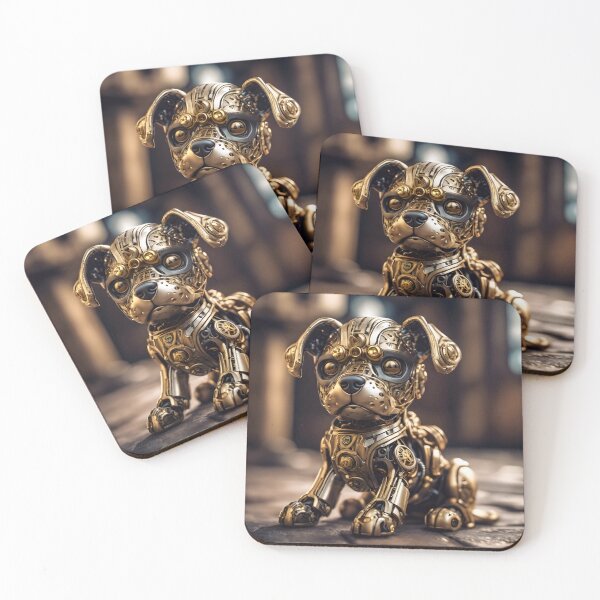 Item preview, Cute Golden Puppy Dog Robot designed and sold by TheArtOfPat.