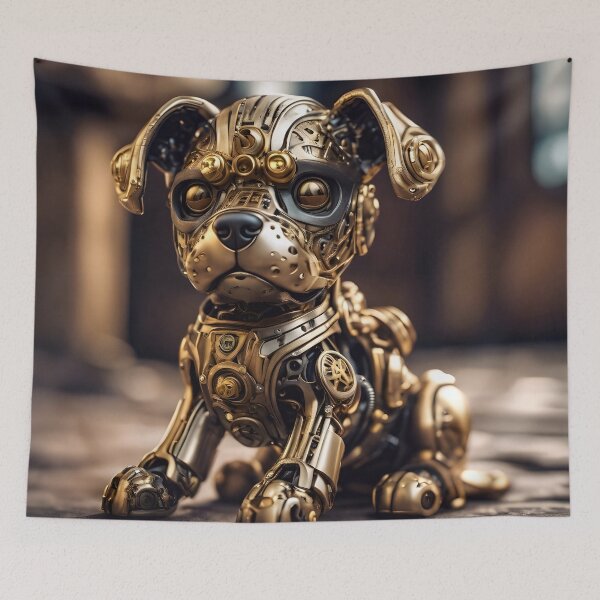Item preview, Cute Golden Puppy Dog Robot designed and sold by TheArtOfPat.