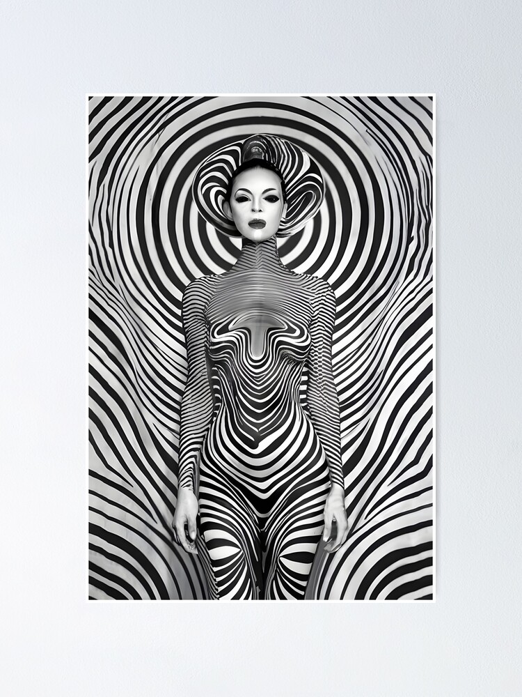 Zebra Muse: A Dazzling Dance of Body Paint and Op Art