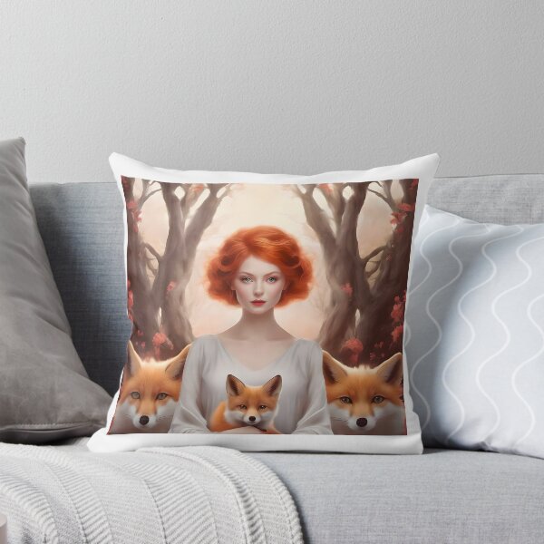 Item preview, Red Head Woman With Family Of Foxes designed and sold by JoyPhotoArt.