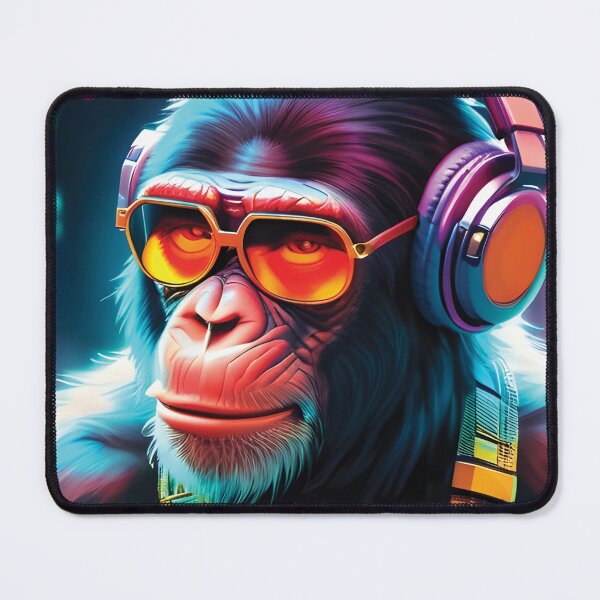 Item preview, Futuristic inspired Chimpanzee in neon cyberpunk style designed and sold by AnasCreativeHub.