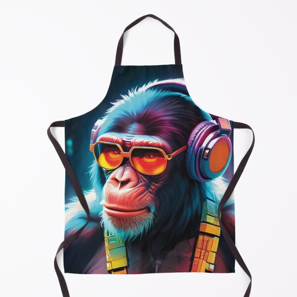 Item preview, Futuristic inspired Chimpanzee in neon cyberpunk style designed and sold by AnasCreativeHub.