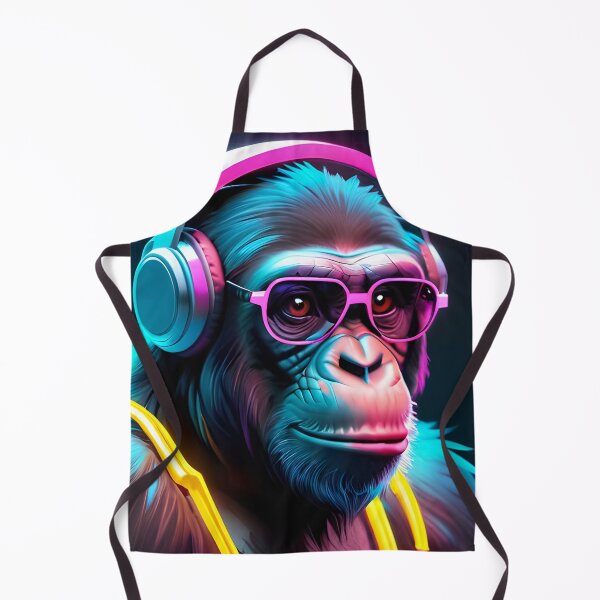 Item preview, Futuristic inspired Chimpanzee in neon cyberpunk style designed and sold by AnasCreativeHub.