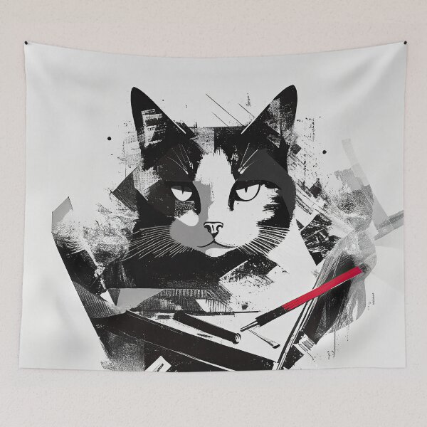 Item preview, Monochrome Mischief - Graphic Ink Cat Design designed and sold by bsilvia.
