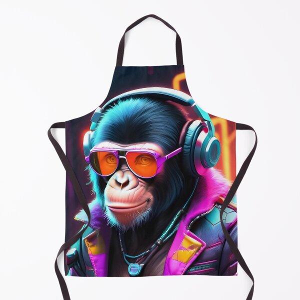 Item preview, Futuristic inspired Chimpanzee in neon cyberpunk style designed and sold by AnasCreativeHub.