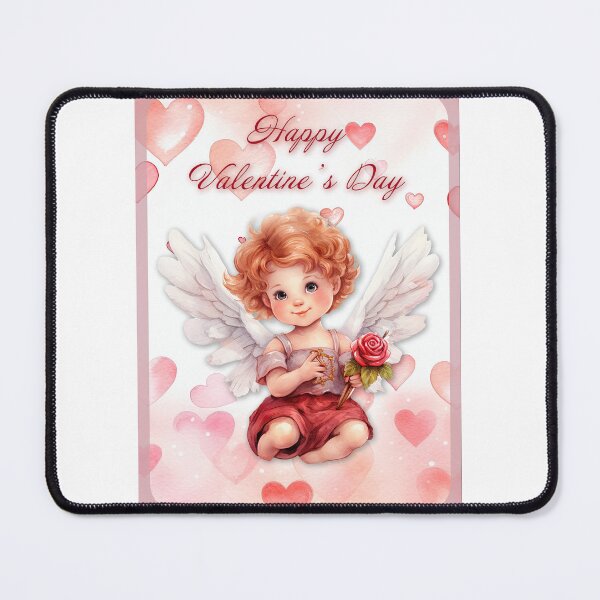 Item preview, Valentine card with baby angel with wings St Valentine's Day postcard Watercolor designed and sold by Createya.