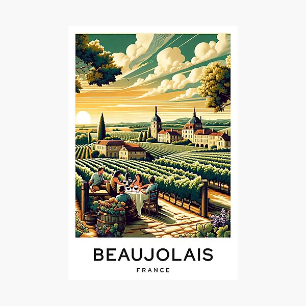 Item preview, Beaujolais FRANCE Digital Illustration  designed and sold by TravelMarvel.