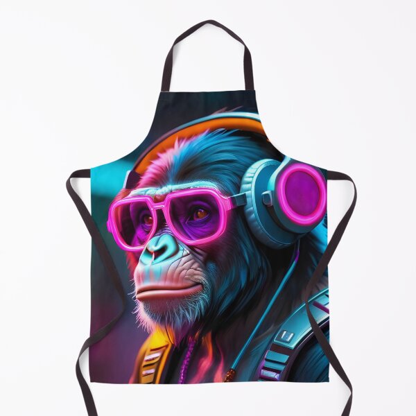Item preview, Futuristic inspired Chimpanzee in neon cyberpunk style designed and sold by AnasCreativeHub.