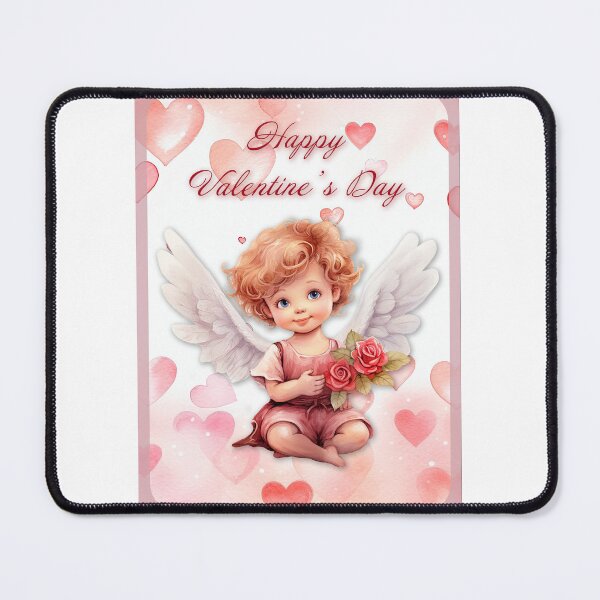 Item preview, Valentine card with baby angel with wings St Valentine's Day postcard Watercolor designed and sold by Createya.