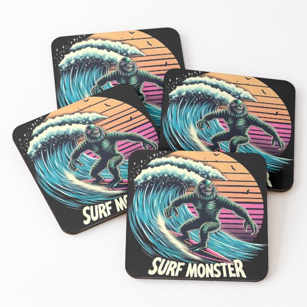 Item preview, Surf Monster Surfing Cryptid Sea Creature Vintage Surf Beast designed and sold by SpookshowDesign.