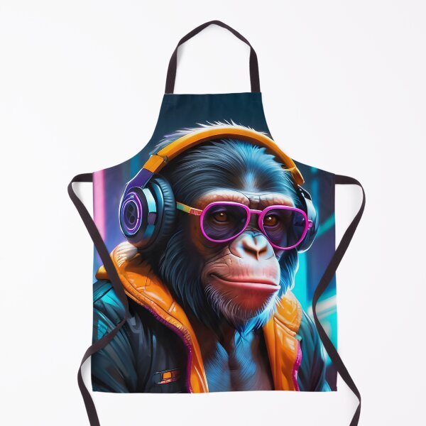 Item preview, Futuristic inspired Chimpanzee in neon cyberpunk style designed and sold by AnasCreativeHub.