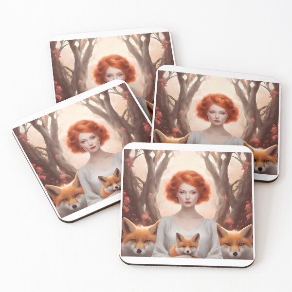 Item preview, Red Head Woman With Family Of Foxes designed and sold by JoyPhotoArt.
