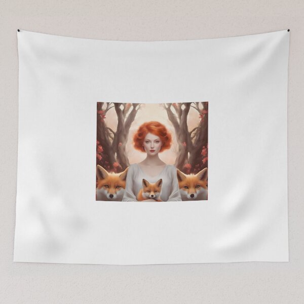 Item preview, Red Head Woman With Family Of Foxes designed and sold by JoyPhotoArt.
