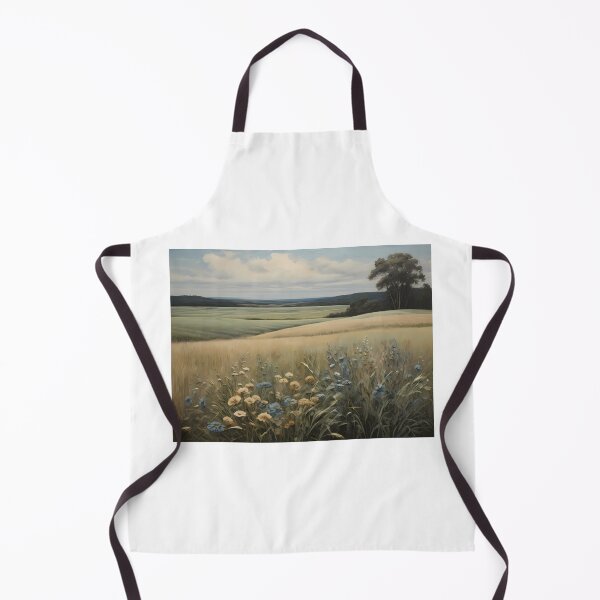 Item preview, Field and meadow landscape with flowers and tree, vintage oil painting designed and sold by CreativeSparkzz.