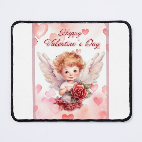 Item preview, Valentine card with baby angel with wings St Valentine's Day postcard Watercolor designed and sold by Createya.