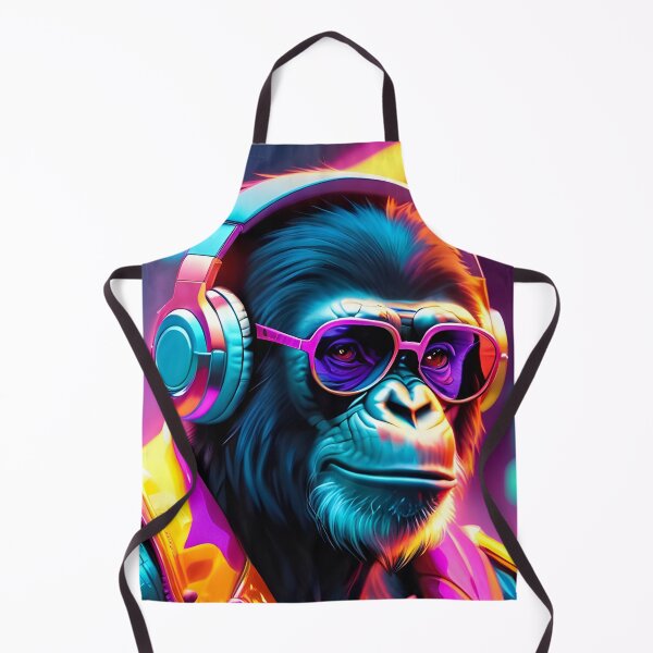 Item preview, Futuristic inspired Monkey Chimpanzee in neon cyberpunk style designed and sold by AnasCreativeHub.