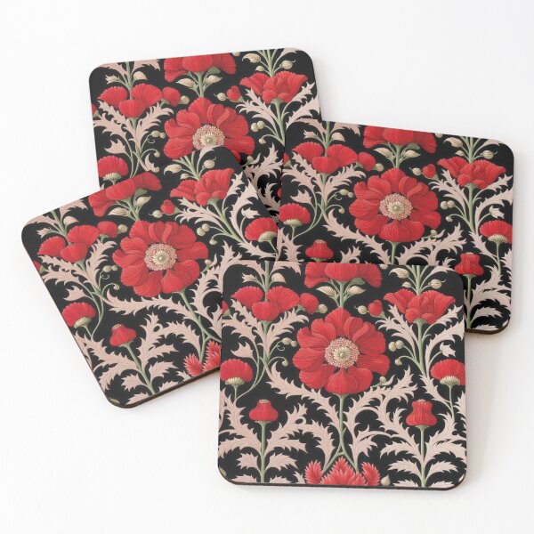 Item preview, Art Nouveau Floral Pattern Collection #1 - Red Snapdragon Flowers #11 designed and sold by elektronen.