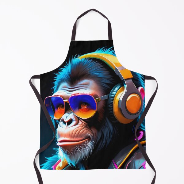 Item preview, Futuristic inspired Monkey Chimpanzee in neon cyberpunk style designed and sold by AnasCreativeHub.