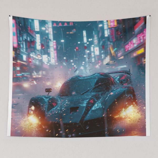Item preview, Neon Soaked Speed: A Rain-Drenched Night in the City designed and sold by oanaunciuleanu.