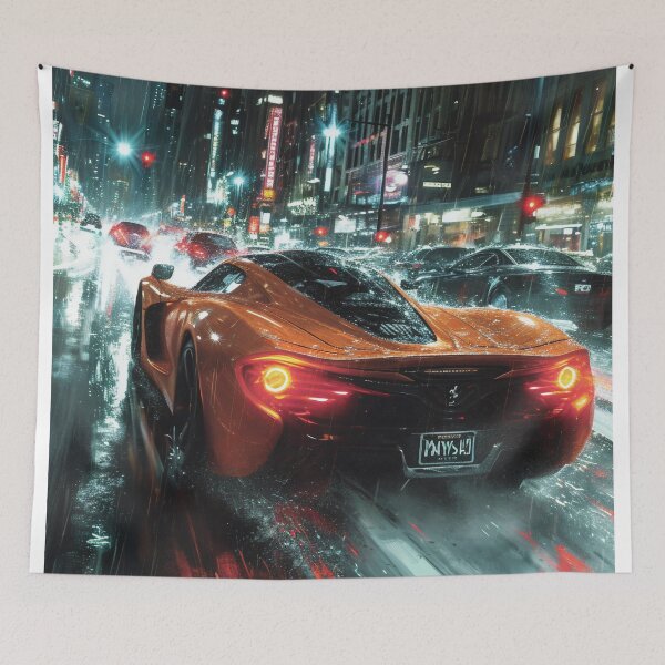 Item preview, Neon Soaked Speed: A Rain-Drenched Night in the City designed and sold by oanaunciuleanu.