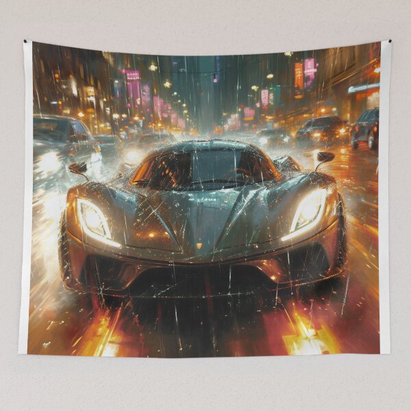 Item preview, Neon Soaked Speed: A Rain-Drenched Night in the City designed and sold by oanaunciuleanu.