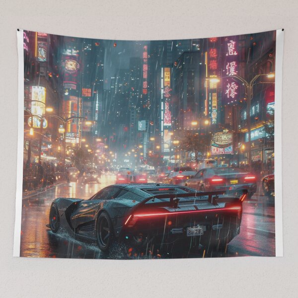 Item preview, Neon Soaked Speed: A Rain-Drenched Night in the City designed and sold by oanaunciuleanu.