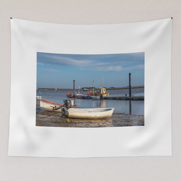 Item preview, Bote de remos varado durante la marea baja en Wells-next-the-sea Harbour designed and sold by yackers1.
