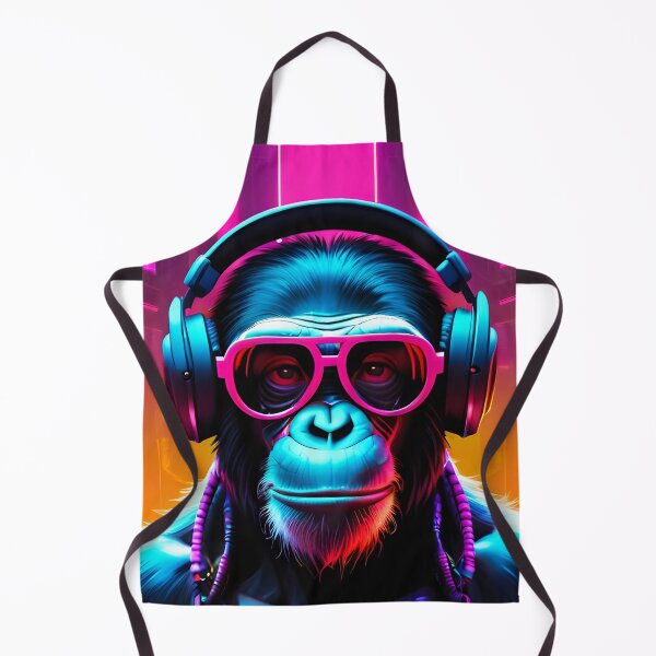 Item preview, Futuristic inspired Monkey, Chimpanzee in neon cyberpunk style designed and sold by AnasCreativeHub.