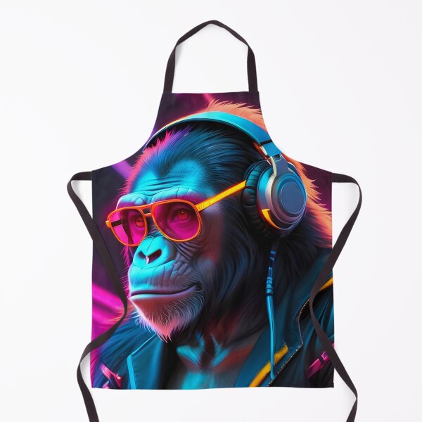 Item preview, Futuristic inspired Monkey, Chimpanzee in neon cyberpunk style designed and sold by AnasCreativeHub.