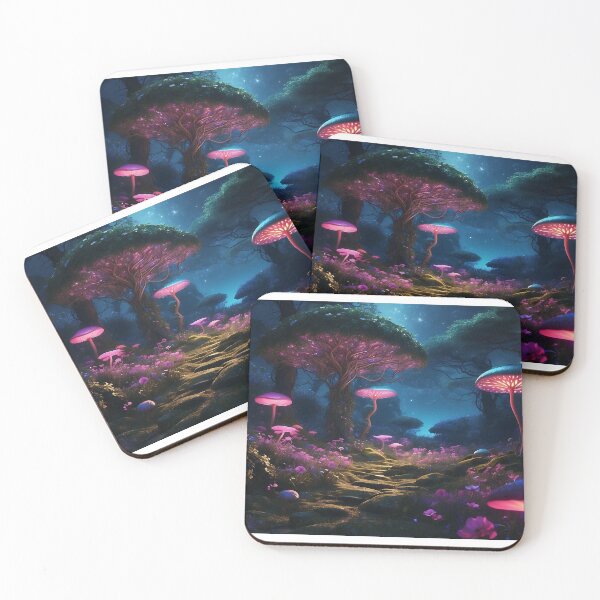 Item preview, Enchanted Night: Bioluminescent Forest's Magical Pathway designed and sold by ArtComixHaven.