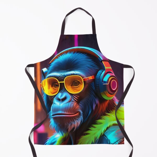 Item preview, Futuristic inspired Monkey, Chimpanzee in neon cyberpunk style designed and sold by AnasCreativeHub.