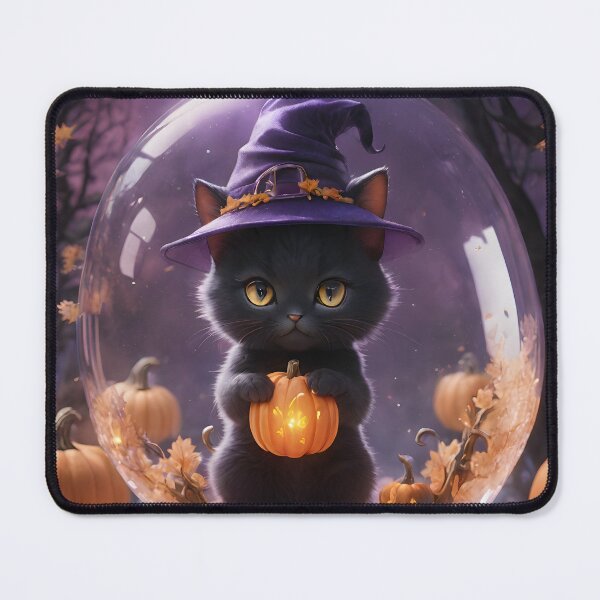 Item preview, Cute cat in a snow globe with pumpkins, fairycore Halloween  designed and sold by Spooky Witch Dream.