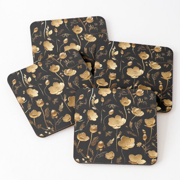 Item preview, Golden flowers pattern designed and sold by Majkel & Majkel.